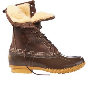 NWT 10 in LL Bean Shearling Bean Boot in 8M and 9M Brown and Brown